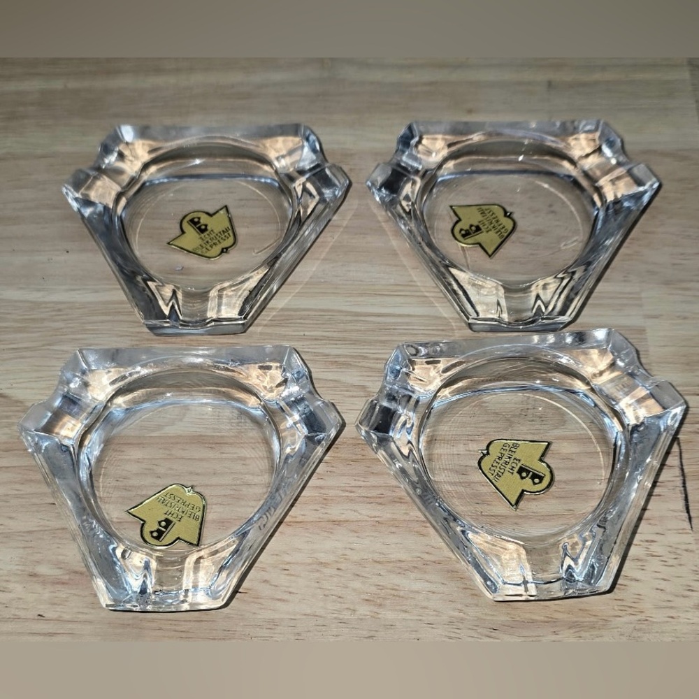 Lot of 4 VTG Echt Bleikristall Gepresst Pressed Lead Crystal Miniature Ashtrays
